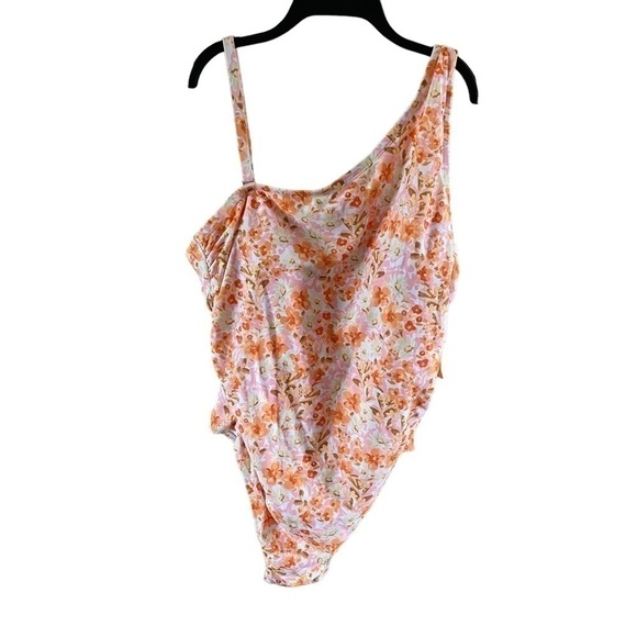 NWT Kona Sol peach pink florals one shoulder full coverage size 22W - Picture 2 of 11